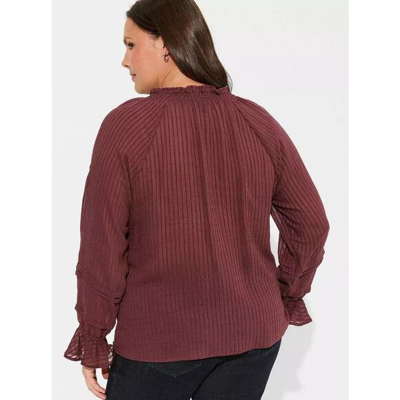 NWT Torrid Front Tie Stripe Gauze Lace-Up Peasant Top Shirt Top Size: 00X (10) - Picture 3 of 5